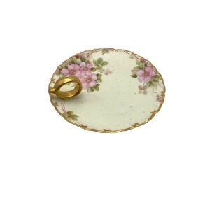 GP Handled Plate with Pink Floral Design and Gold Trim Japan Used